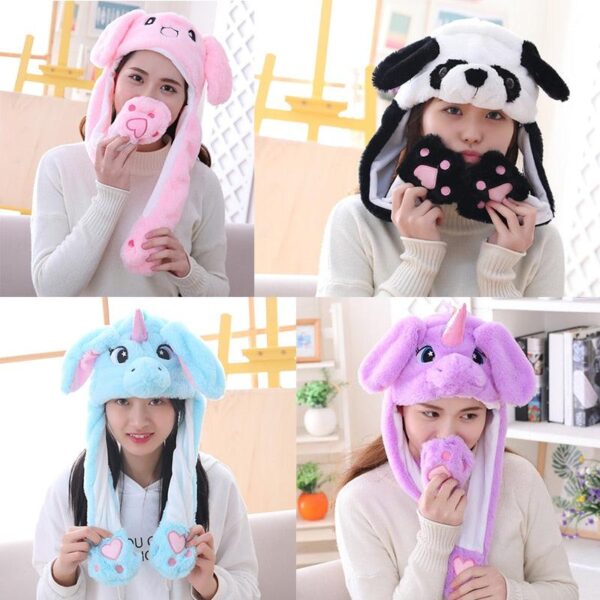 Chapeaux en peluche licorne, cochon et panda
