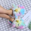Chaussons en peluche licorne arc-en-ciel Kawaii