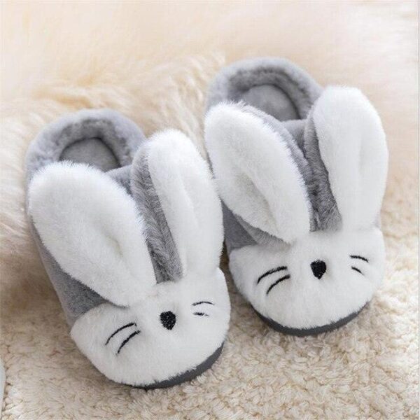 Chaussons d'intérieur en peluche de lapin en coton pour enfants, chaussons chauds en peluche pour enfants