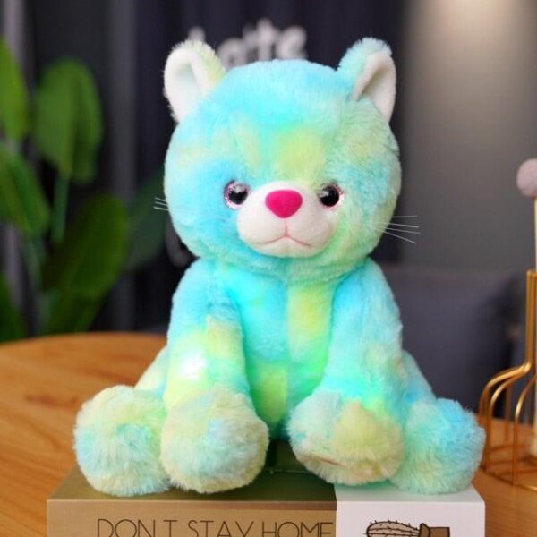 Jouet peluche chat vert lumineux à LED