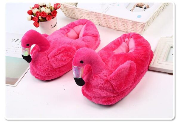Chaussons en peluche Flamant