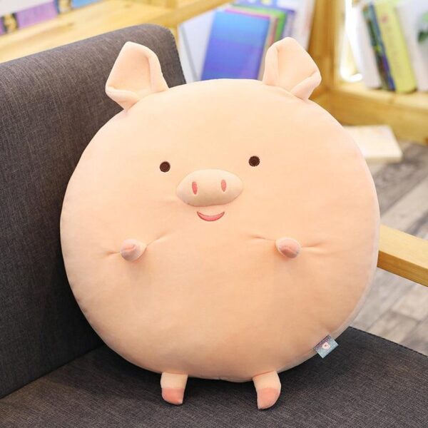 Oreiller peluche animal rond