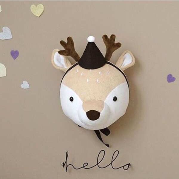Poupée en peluche éléphant chien cheval rhinocéros tête de buffle murale artwork décor