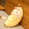 Jouet peluche créatif en forme de cochon qui pèle les bananes