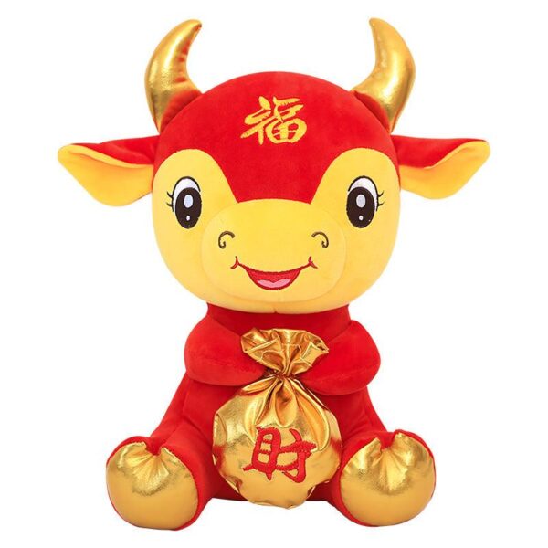 Jouet en peluche poupée vache, mascotte du zodiaque pour le nouvel an