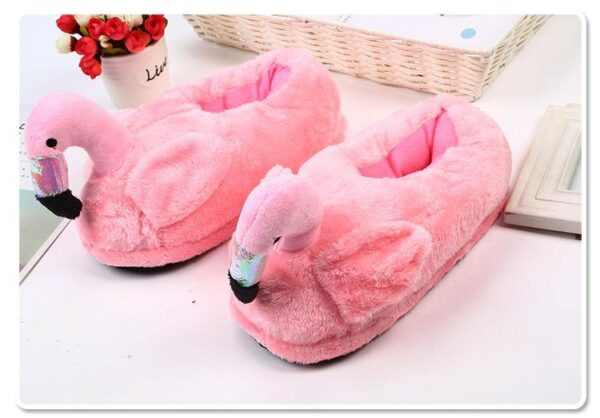 Chaussons en peluche Flamant