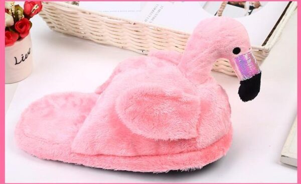 Chaussons en peluche Flamant