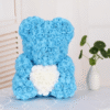 Ourson en roses bleu et blanc