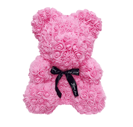 Ours en roses rose