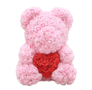 Ours en roses rose et rouge