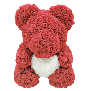 Ours en roses rouge et blanc