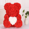 Ourson en rose rouge et blanc