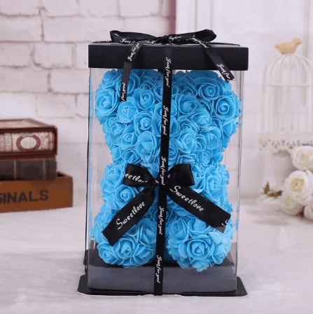 Ourson en roses bleu