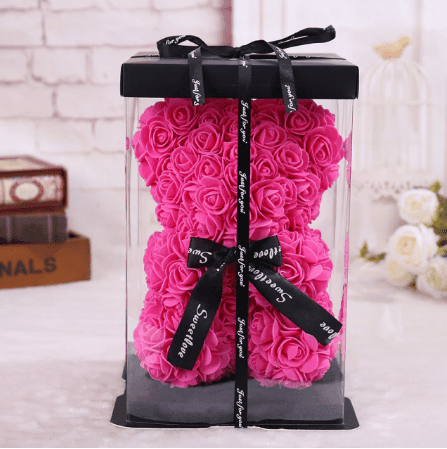 Ourson en roses fuchsia