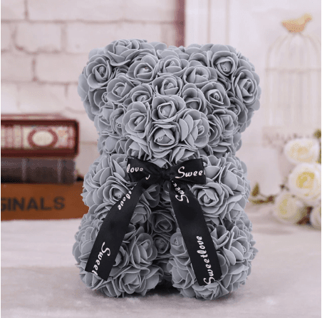 Ourson en roses gris