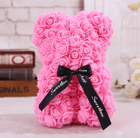 Ourson en roses rose foncé