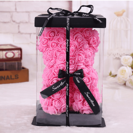 Ourson en roses rose foncé