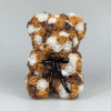 Ourson en roses marron et blanc