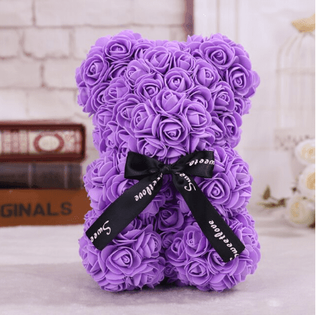 Ourson en roses violet