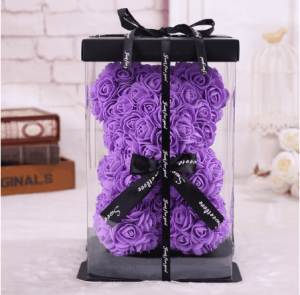 Ourson en roses violet