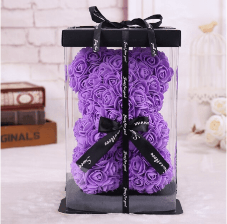 Ourson en roses violet