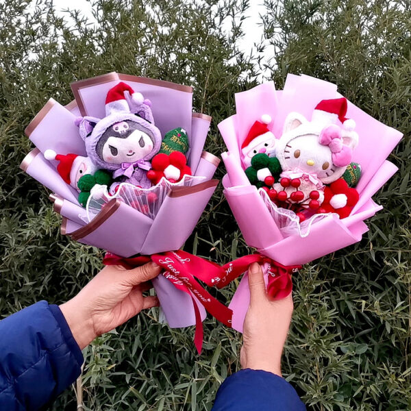 S252a8c3d465f4dcca3d8df8a4e41ed1eu.jpg Christma Sanrio Kuromi Hello Kitty Cinnamoroll Cartoon Plush Bouquet Rose Wedding Party Decoration Valentine's Day Gift Promotio