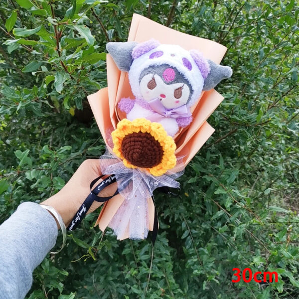 Christma Sanrio Kuromi Hello Kitty Cinnamoroll Cartoon Plush Bouquet Rose Wedding Party Decoration Valentine's Day Gift Promotio
