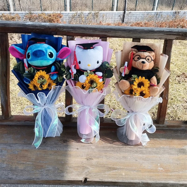 S548250dc6716419d97b2345fc23fcd90f.jpg Bouquet de peluche Docteur Ourson Avec Tournesol