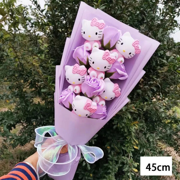 Bouquet Fleur Peluche Chat Hello Kitty - Bouquet de Fleurs Savon