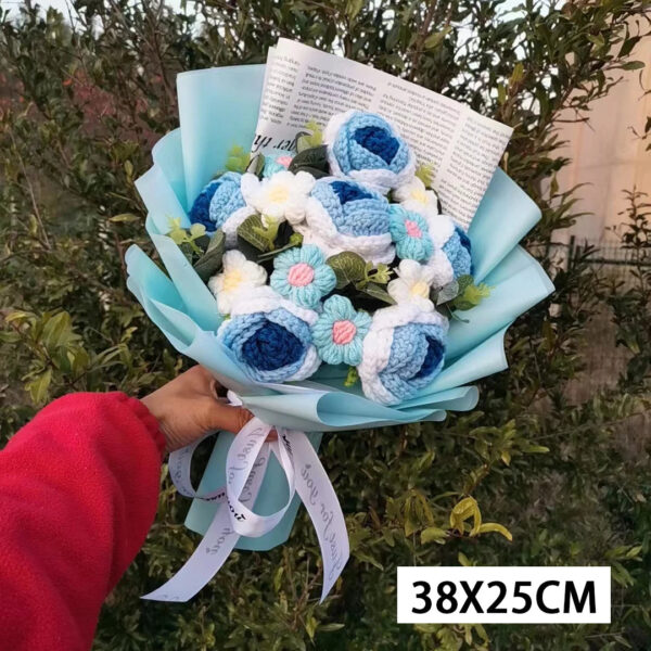 Creative Bouquet Knitted Roses Carnations Flowers Hand-Knitted Birthday Crochet Teacher's Day Valentine Christmas Gifts