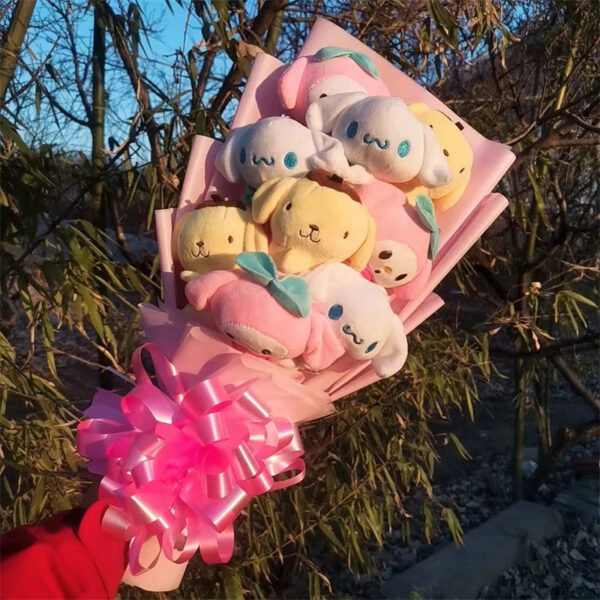 S70aa73ea0ee942f68b71f632d4027bf4b.jpg Cartoon Plush Bouquet Kuromi My Melody Cinnamoroll Hello Kitty Anime Doll Toy Woman Valentine's Day Girls Christmas Gifts