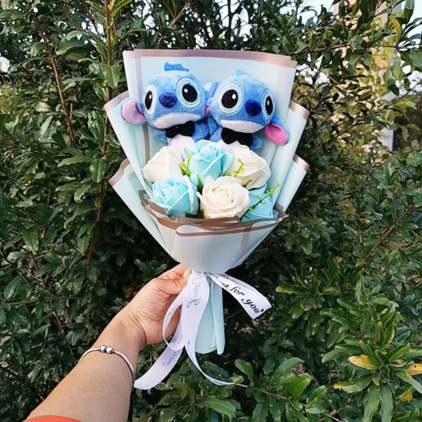 Disney Christmas Gift Anime Lilo Stitch Plush Bouquet Stuffed Animals Stitch Flower Bouquet Home Decoration Valentine Gift