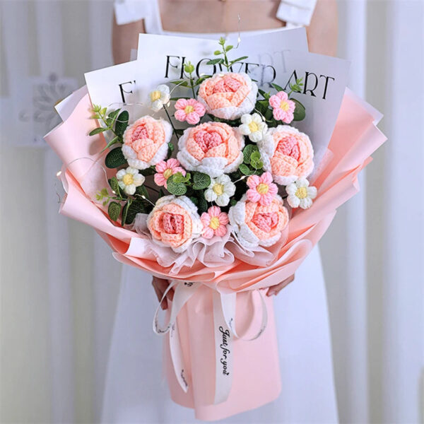 S80d1e1bfac4d4983a1b6d1e6c780e222Q.jpg Creative Bouquet Knitted Roses Carnations Flowers Hand-Knitted Birthday Crochet Teacher's Day Valentine Christmas Gifts
