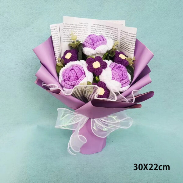 Creative Bouquet Knitted Roses Carnations Flowers Hand-Knitted Birthday Crochet Teacher's Day Valentine Christmas Gifts