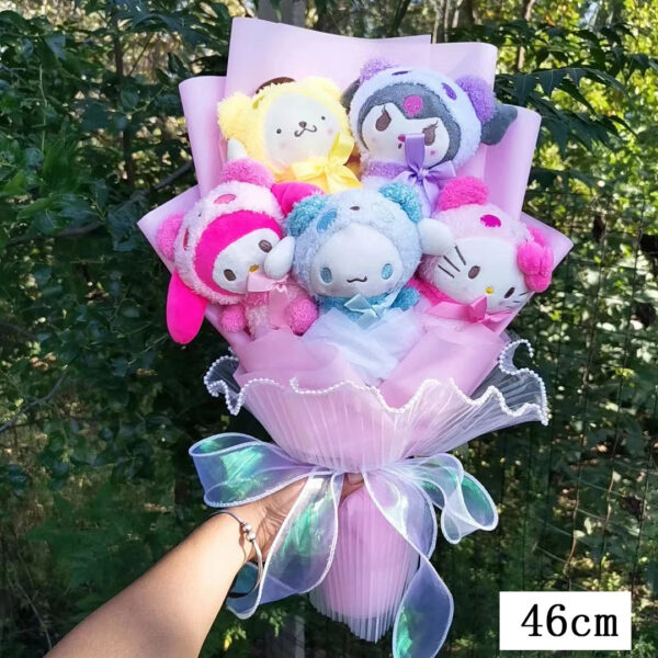 Bouquet de peluches Kuromi,  My Melody, Hello Kitty, Cinnamoroll Sanrio Anime