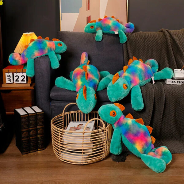 Peluches caméléon colorées