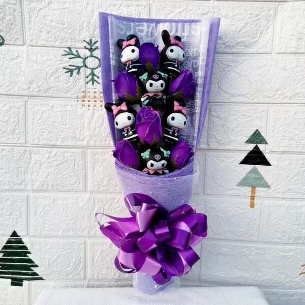 Cartoon Kuromi Hello Kitty Cinnamoroll  Plush Bouquet Rose Wedding Party Decoration Valentine's Day Christmas Birthday Gift