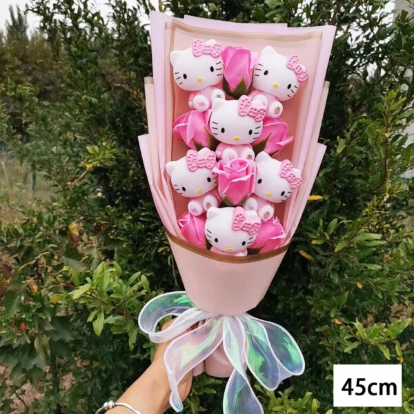 Bouquet Fleur Peluche Chat Hello Kitty - Bouquet de Fleurs Savon