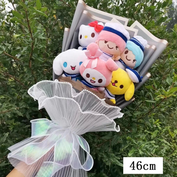 Bouquet de peluches Kuromi,  My Melody, Hello Kitty, Cinnamoroll Sanrio Anime