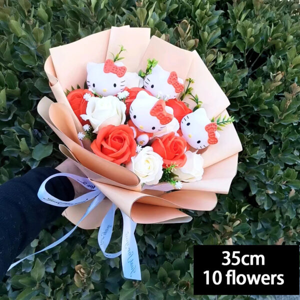 Bouquet Fleur Peluche Chat Hello Kitty - Bouquet de Fleurs Savon