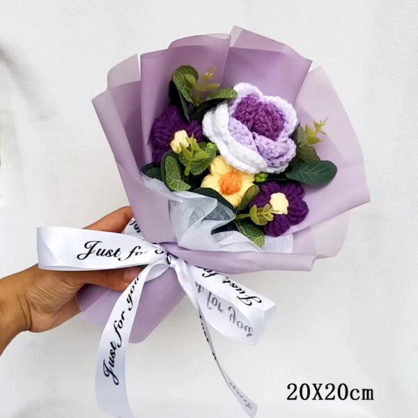 Creative Bouquet Knitted Roses Carnations Flowers Hand-Knitted Birthday Crochet Teacher's Day Valentine Christmas Gifts