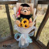 Graduation Bear Doctor Cap Bear Plush Bouquet Toys with Sunflower Cute Teddy Bear Doll Student Graduation Souvenir Birthday Gift