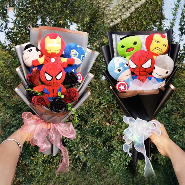 The Avengers Plush bouquets Anime Super Hero Spider-Man Iron Man Superman Captain America Plush Doll Toy Kids Birthday Gifts