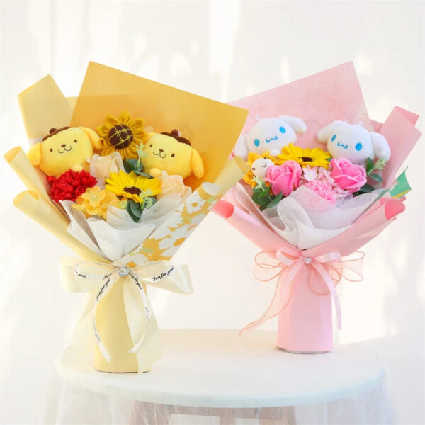 Sf465df738b614afab5c90060b217d3b8I.jpg Anime My Melody Plush Toy Cinnamoroll Teddy Bear Cartoon Flower Bouquet Valentine's Day Christmas Birthday Holiday Gifts