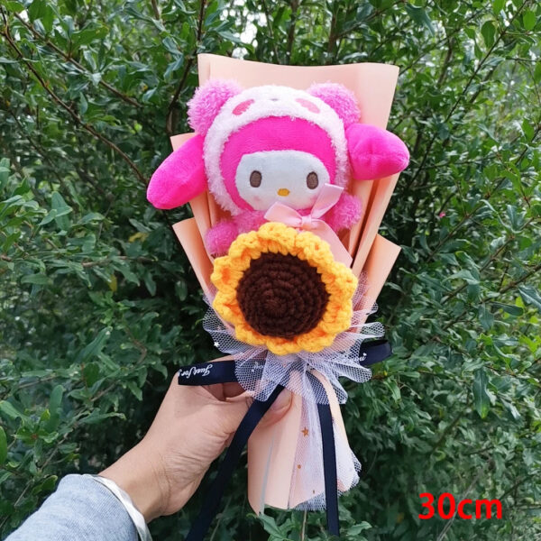 Christma Sanrio Kuromi Hello Kitty Cinnamoroll Cartoon Plush Bouquet Rose Wedding Party Decoration Valentine's Day Gift Promotio