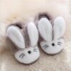 Chaussons d'intérieur en peluche de lapin en coton pour enfants, chaussons chauds en peluche pour enfants