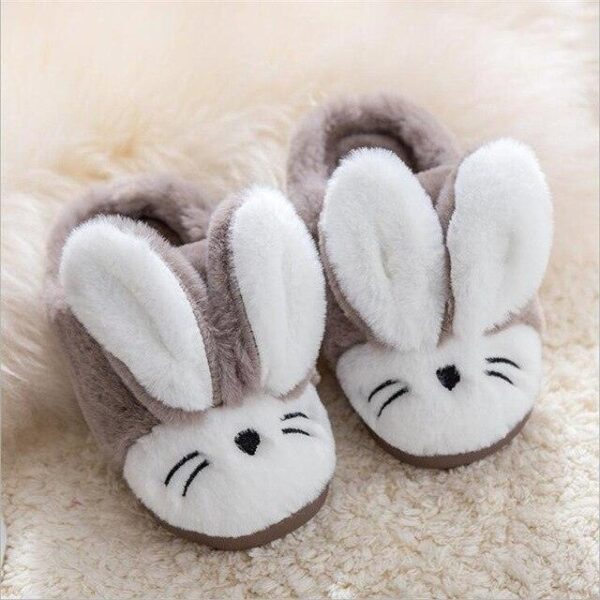 Chaussons d'intérieur en peluche de lapin en coton pour enfants, chaussons chauds en peluche pour enfants