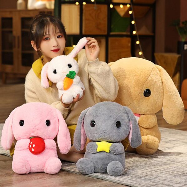 Animaux en peluche Lapin à longues oreilles - Posture assise