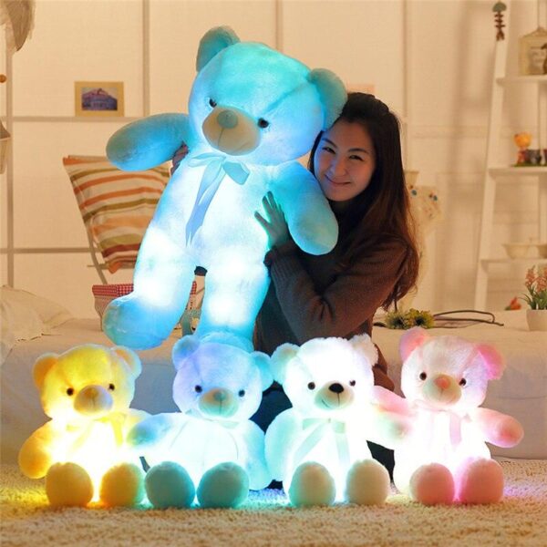 bfbfa7f8cfea35ff51d3a445109ab220_69c25b55-d043-4f1c-84c3-dd8a0596ac72.jpg Ourson en peluche lumineux LED Animaux en peluche coussin coloré lumineux Cadeau de Noël pour les enfants