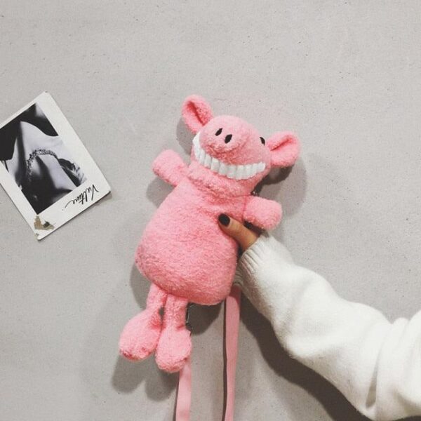 Petit sac à bandoulière cochon en peluche